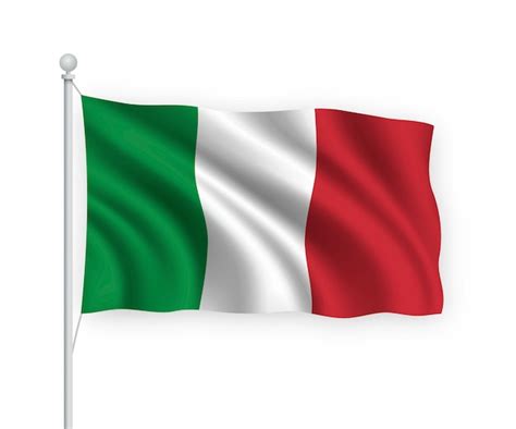 Premium Vector | Waving flag italy on flagpole isolated on white