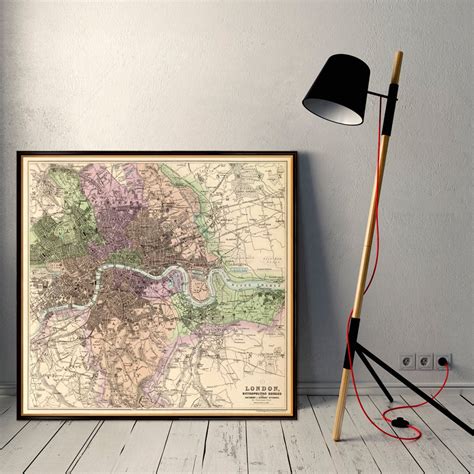 London Map Old Map of London Restored Vintage Map of London Old City ...