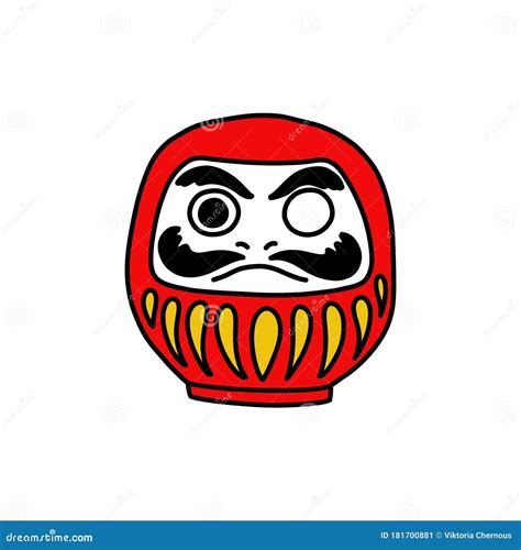 Daruma, Japanese Traditional Doll Doodle Icon, Vector Illustration ...