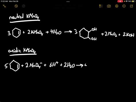 SOLVED: • Write the equation of the reaction of cyclohexene with neutral, basic and acidic KMnO4 ...