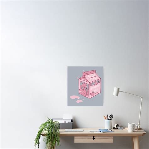 "Flamingo Strawberry Milk " Poster for Sale by BilliacciArt | Redbubble