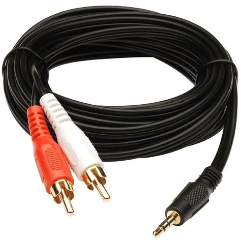 Upix 2.5m 3.5mm Stereo Jack to 2RCA Audio Jack Cable - Connects Mobile/LCD/LED with Home Theatre ...