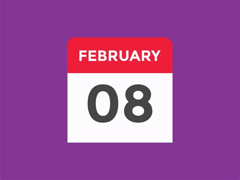 february 8 calendar reminder. 8th february daily calendar icon template ...