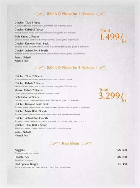 Pind Restaurant Menu - Johar Town Lahore | Contact Number|