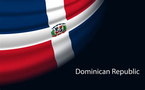 Wave flag of Dominican Republic on dark background. 21848906 Vector Art at Vecteezy