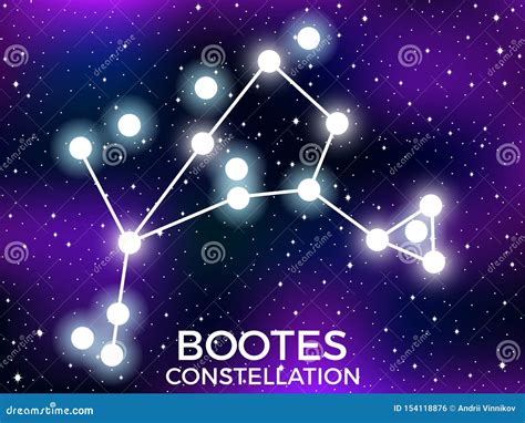 Bootes Constellation. Starry Night Sky. Cluster Of Stars And Galaxies. Deep Space. Vector Stock ...