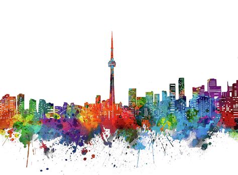 Toronto City Skyline Watercolor Digital Art by Bekim M - Fine Art America