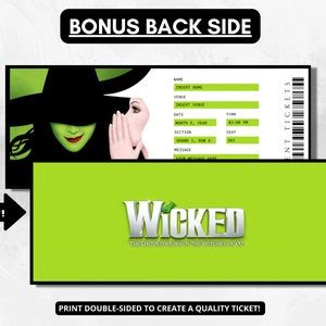 Wicked Ticket Template Wicked the Musical Concert Ticket Template for ...