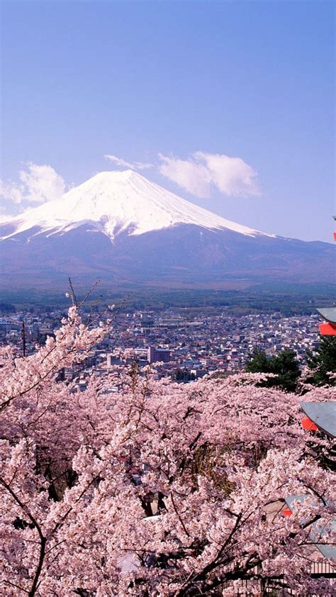 富士山と桜 | iPhoneX,スマホ壁紙/待受画像ギャラリー | Mount fuji, Fuji, Asian landscape