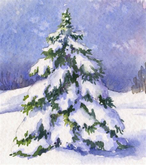 Everyday Artist: How to Paint a Snow-Covered Evergreen Tree - Technique #1