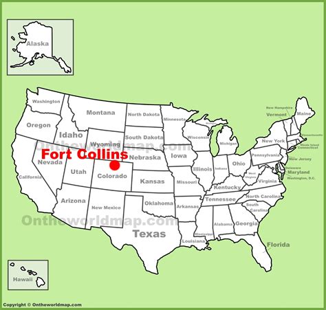 Fort Collins location on the U.S. Map - Ontheworldmap.com