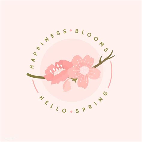 Pink cherry blossom badge vector | free image by rawpixel.com / manotang | Logotipo de flor ...