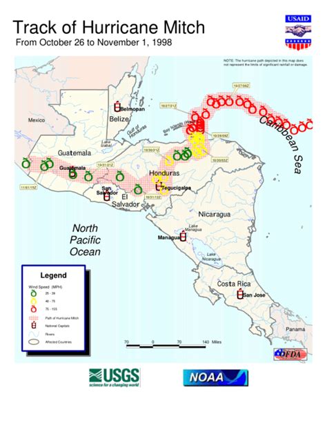 Track of Hurricane Mitch (From October 26 to November 1, 1998) - Belize | ReliefWeb