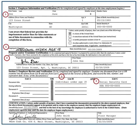 How To Fill Out Form I 9 Example