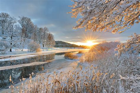 Winter landscape at Storån river, Östergötland, Sweden. | Sweden ...