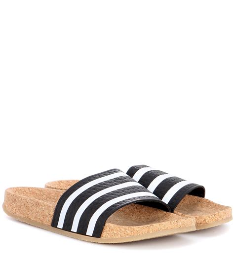 adidas Originals Adilette Slip-on Leather Sandals - Lyst