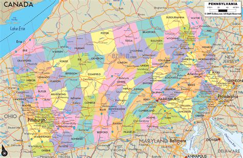 Map of Pennsylvania State USA - Ezilon Maps