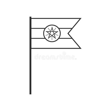 Ethiopia Flag Icon in Black Outline Flat Design Stock Vector ...