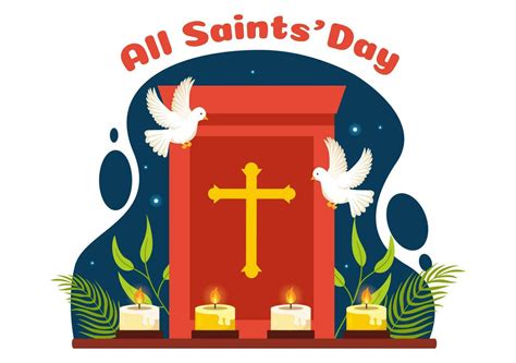 All Saints Day Vector Illustration on 1st November with for the All Souls Remembrance ...