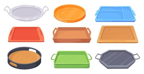 Premium Vector | Empty meal trays cartoon tray food dish cafeteria ...