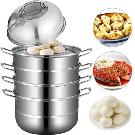 VEVOR Stainless Steel Dumpling Steamer 5-Titer Electric Grill Stove Dia ...