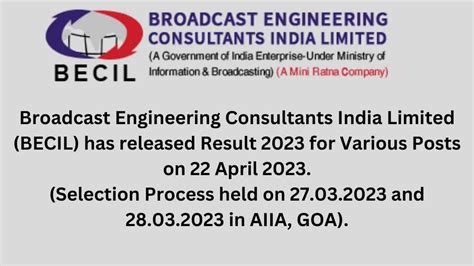 BECIL AIIA Medical Result 2023 Out (Advt No. 2023/275) Check Here