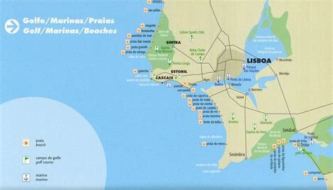 Lisbon beaches map - Map of lisbon coast portugal (Portugal)