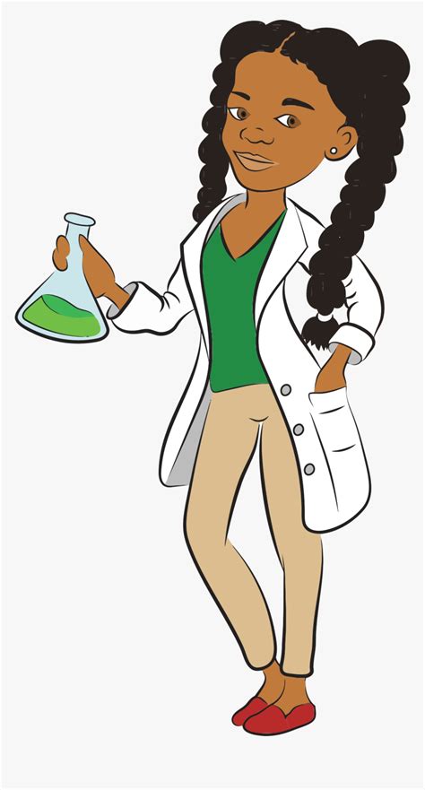 Scientist Clipart Lab Coat - Black Female Scientist Cartoon, HD Png ...