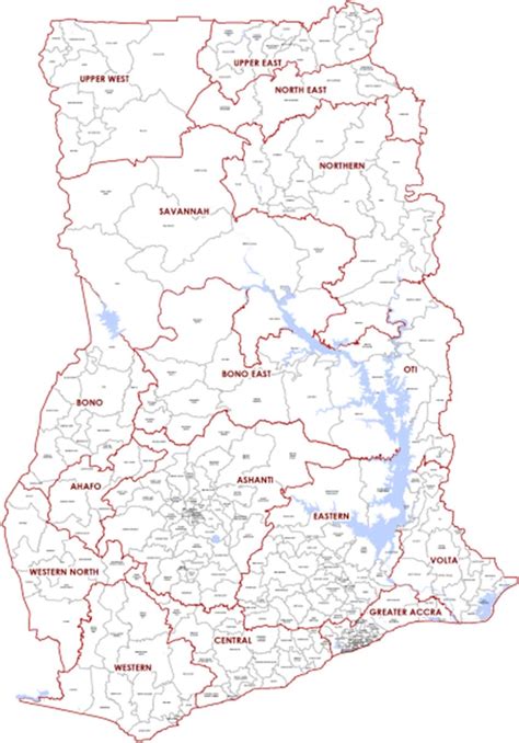 Map of Ghana showing all the 16 regions (Source: Ghana Statistical ...