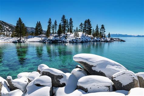 Winter Wave - Sand Harbor Lake Tahoe by Brad Scott Photograph by Brad ...