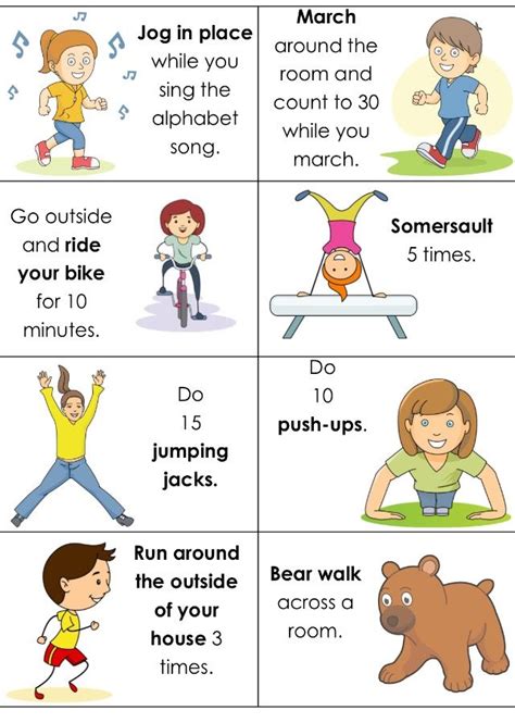 Movement card 4 | Physical activities for kids, Preschool activities, Activities