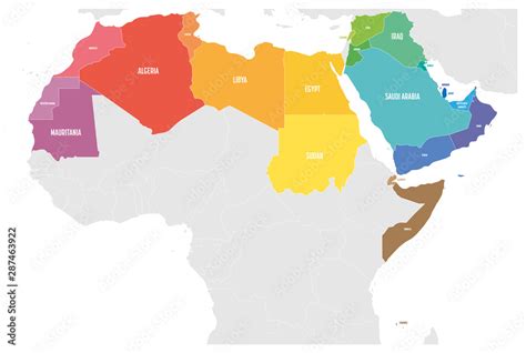 Arab World States Political Map With Colorfully Higlighted Posters | The Best Porn Website