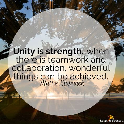 "Unity is strength... when there is teamwork and collaboration, wonderful things can be achieved ...