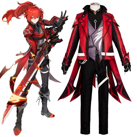 Genshin Impact Diluc Red Dead of Night Cosplay Costume – Gcosplay