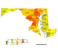 Editable Maryland County Populations Map - Illustrator / PDF | Digital Vector Maps