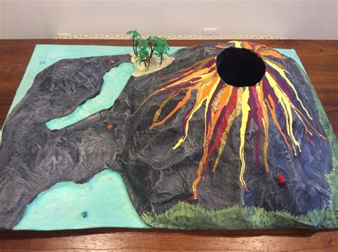 Top View Paper Mache Volcano | Volcano projects, Paper mache volcano, Paper mache crafts