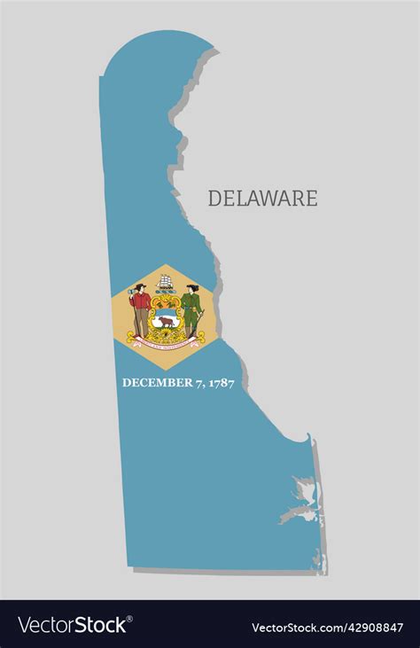 Map of delaware state with national flag inside Vector Image