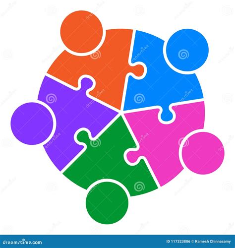 Teamwork Puzzle People Connected Together Logo Stock Vector - Illustration of happy, company ...