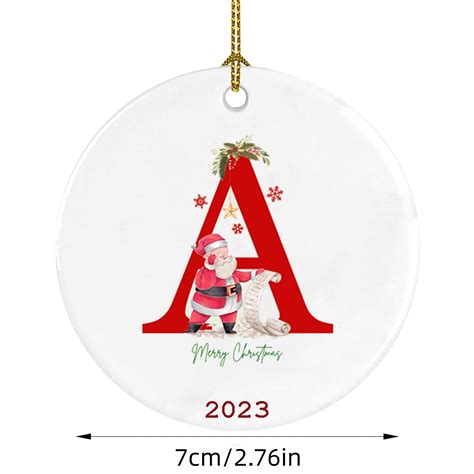 Christmas Pendant Decoration Christmas Tree Car Round Acrylic Pendant Santa 26 Letter ...