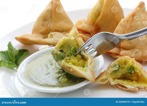 Samosa with mint chutney stock image. Image of chutney - 20396979