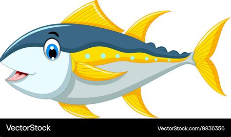 Cute tuna fish cartoon Royalty Free Vector Image