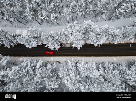 Aviemore, Scotland. 18 January 2023. Aerial views of snow covered ...