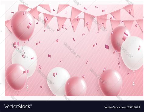 Celebration cute pink background with balloons Vector Image