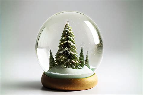 A Snow Globe with a Small Christmas Tree Inside of it on a Wooden Base ...