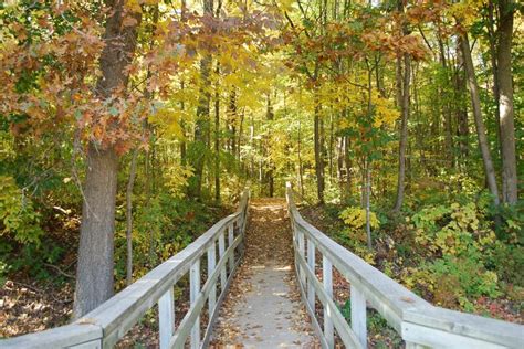 Bridge to the woodland trails Fitzgerald Park, Grand Ledge, Mi ...