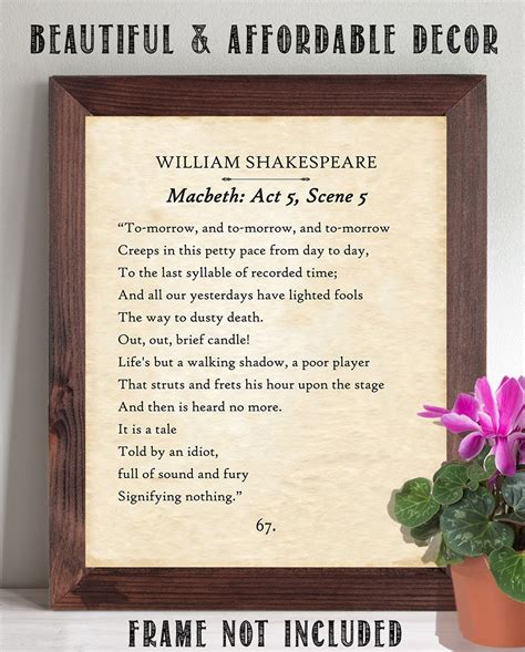 William Shakespeare Macbeth Tomorrow and Tomorrow 11x14 | Etsy