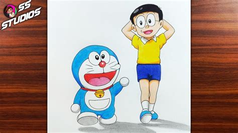 How to Draw Doraemon and Nobita walking Easy Step by Step || Doraemon Drawing - YouTube