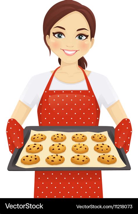 Woman baking cookies Royalty Free Vector Image