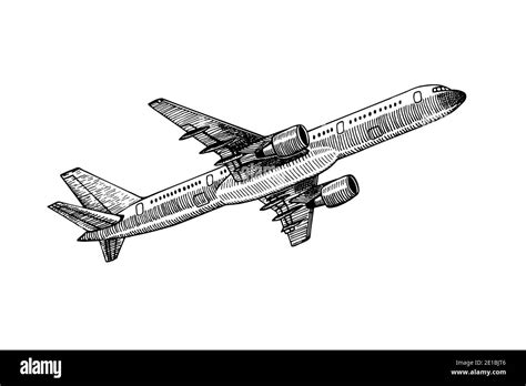 Jetliner hand drawn realistic doodle sketch tracing vector llustration ...