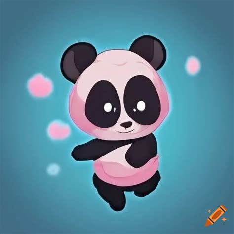 Cute chibi panda in floating pose on Craiyon